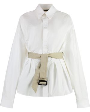 Balenciaga Cotton Shirt With Coordinated Waist Belt - White