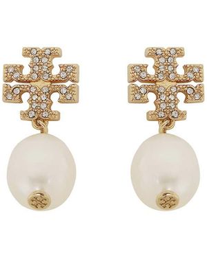 Tory Burch Orecchini a cerchio con perle - Metallizzato