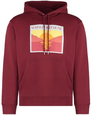 Maison Kitsuné Graphic Print Hoodie - Red