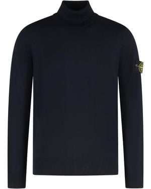 Stone Island Maglione dolcevita in lana - Blu