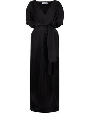 LES FILLES D'EVA Long Dress With Satin Belt - Black