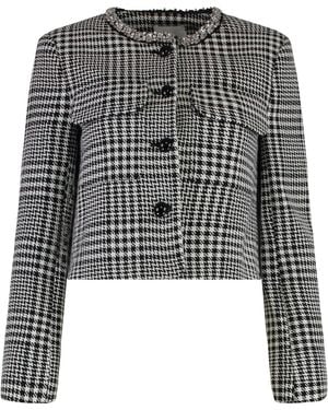 Self-Portrait Jacket With Houndstooth Pattern - Multicolor