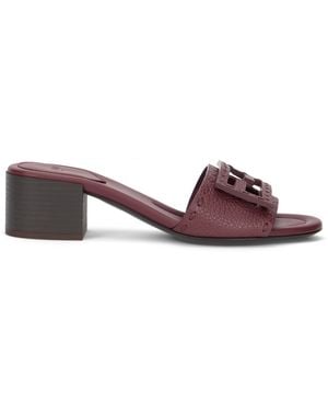 Fendi Baguette Slide With Mid Heel - Red
