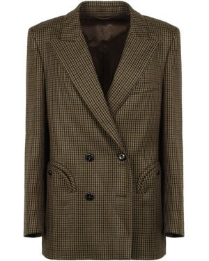 Blazé Milano Double-Breasted Wool Blazer - Green