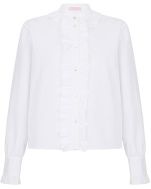 Kristina Ti Cotton Blouse With Ruffles - White