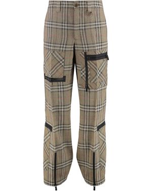 Burberry Cargo Trousers Check Pattern - Grey