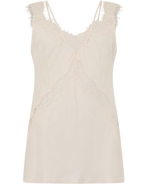Pinko Top With Lace Embroidery - Natural