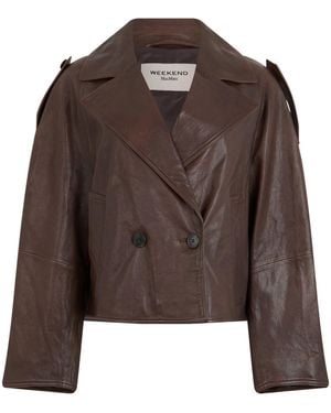 Weekend by Maxmara Short Leather Jacket - Brown