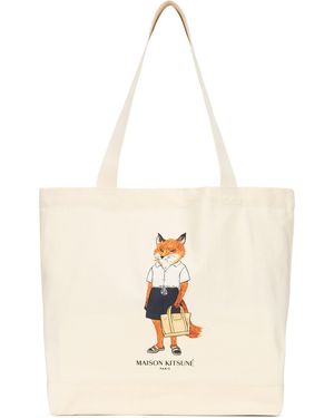 Maison Kitsuné Maison Kitsuné Canvas Tote Bag - Natural