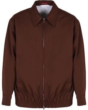 Gucci Wool Jacket With Pointed Collar - Brown
