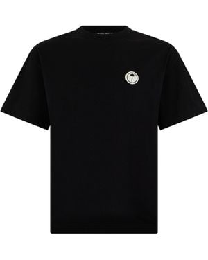 Palm Angels Cotton T-Shirt With Short Sleeves - Black