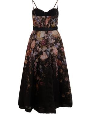 Zimmermann Long Floral Dress With Thin Straps - Black