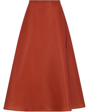 Alberta Ferretti Long Wide Silk Skirt - Red