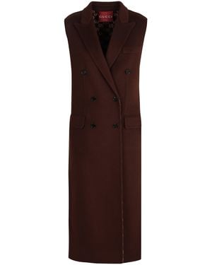Gucci Double-Breasted Wool Coat - Brown