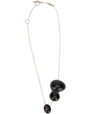 Max Mara Collana con pendente in metallo e legno di ebano - Bianco