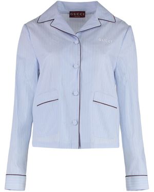 Gucci Camicia in cotone a righe - Blu