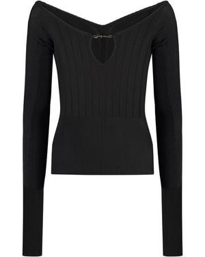 Jacquemus Ribbed Knit Viscose-Blend Top - Black