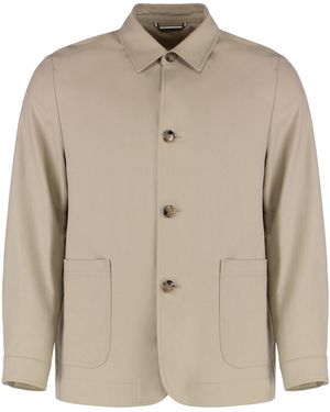 BOSS Overshirt With Buttons - Natural