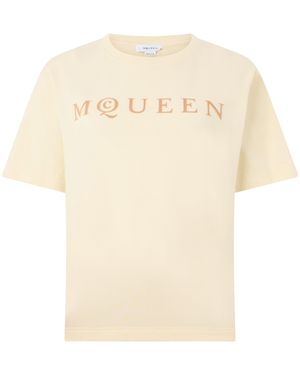 McQueen Cotton T-Shirt With Print - Natural