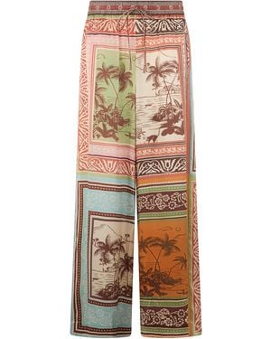 ALÉMAIS Loose Printed Silk Trousers - Multicolour