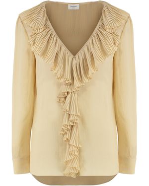 Saint Laurent Crêpe-Silk Blouse - Natural