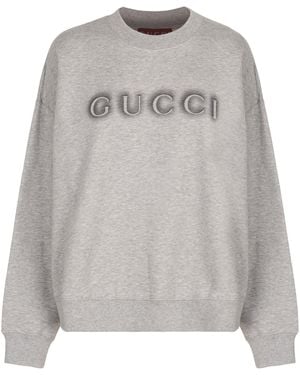 Gucci Felpa in cotone con logo - Grigio
