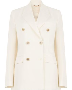 Golden Goose Ivory Double-Breasted Blazer With Elegant Metal Buttons - Natural