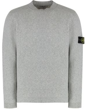 Stone Island Wool-Blend Crew-Neck Sweater - Gray