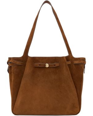 Tory Burch Nubuck Leather Tote Bag - Brown