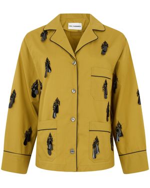 Des Phemmes Blouse With Decorative Crystals - Yellow