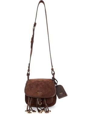 Prada Borsa a tracolla Corsaire in pelle scamosciata - Marrone