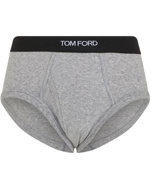 Tom Ford Slip in cotone con logo - Grigio