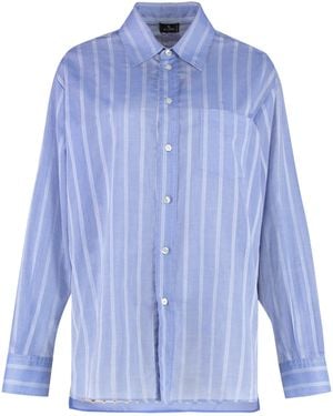 Etro Shirt Striped Cotton - Blue