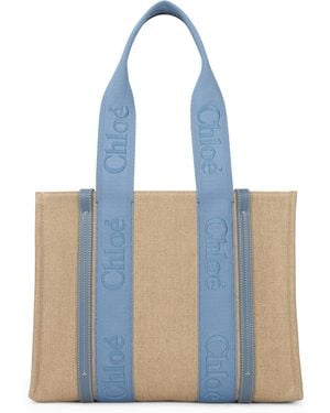 Chloé Small Tote Bag Woody - Blue