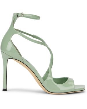 Jimmy Choo Asia 95 Leather Lacquered Sandals - Green