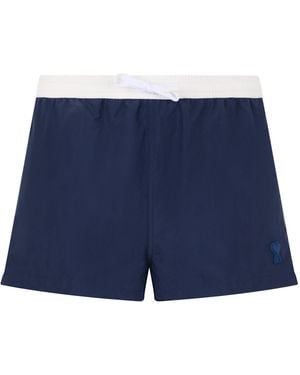Ami Paris Swim Shorts With Drawstring - Blue