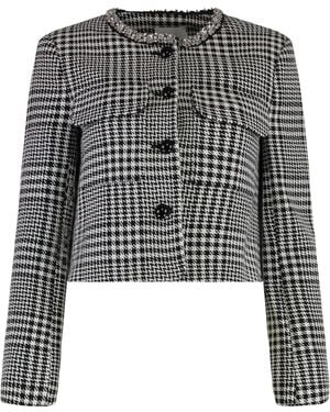Self-Portrait Jacquard Knit Jacket - Black