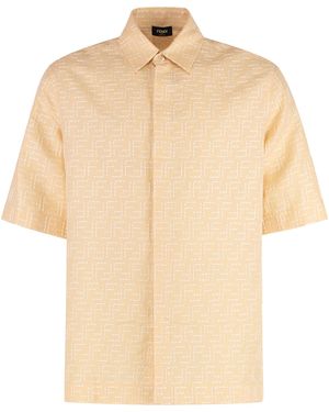 Fendi Linen-Cotton Blend Shirt - Natural