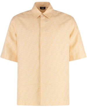 Fendi Linen-Cotton Blend Shirt - Natural
