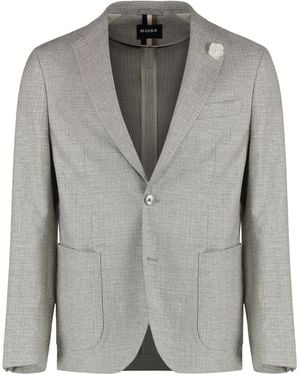 BOSS Single-Breasted Two-Button Jacket - Gray