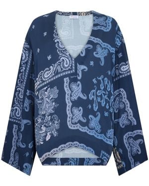 The Attico Loose Blouse With Paisley Print - Blue