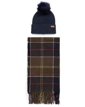 Barbour Winter Accessories Set: Hat And Scarf - Black