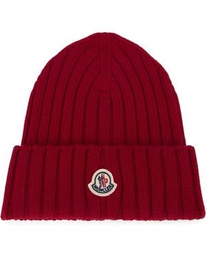 Moncler Berretto in lana a coste - Rosso