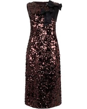 Ganni Midi Dress With Sequins And Bow - Purple