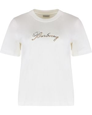 Burberry Cotton T-Shirt With Logo - White