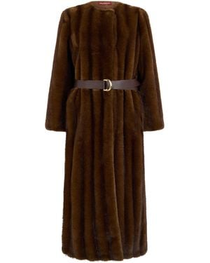 Max Mara Cappotto lungo in ecopelliccia - Marrone