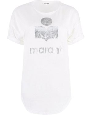 Isabel Marant Linen Zewel T-Shirt With Logo - White