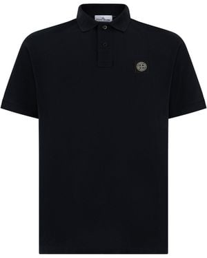 Stone Island Cotton Polo With Short Sleeves - Black