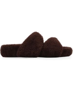 Aquazzura Shearling Slides - Brown