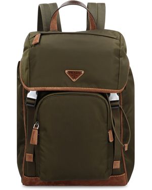 Prada Zaino in Re-Nylon con dettagli in pelle - Verde